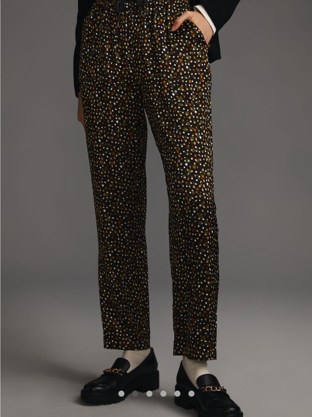Scotch & Soda Black Straight-Leg Pants with Multi-Dot Print